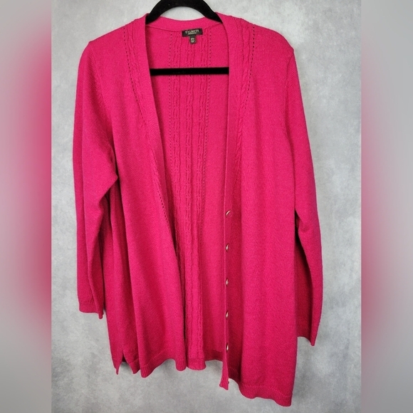 Talbots Cotton hot Pink  Cardigan Women’s Size 2xP - Picture 3 of 13